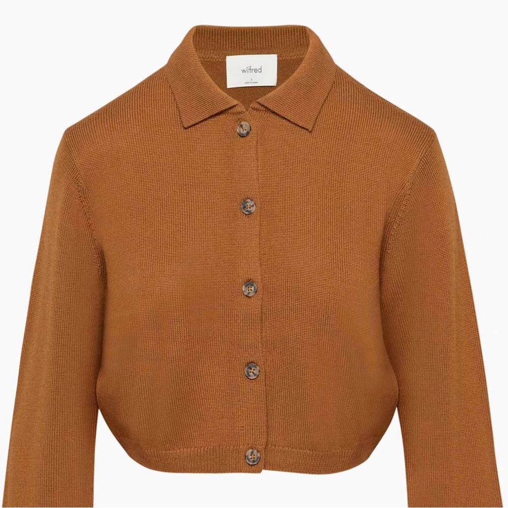 Wilfred Nextdoor Sweater Burnt Chestnut Cropped Cardigan